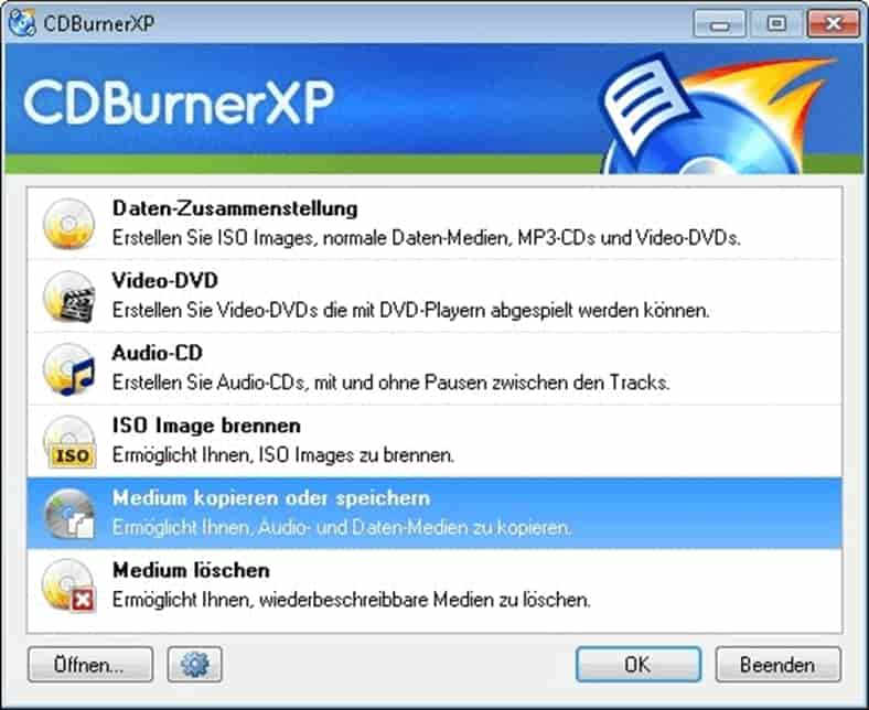 CDBurnerXP Oberfläche