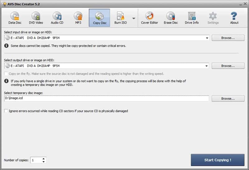 Free AVS Disc Creator Oberfläche