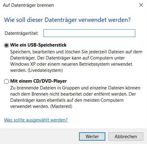 Dvd Auf Datentraeger Brennen Windows10