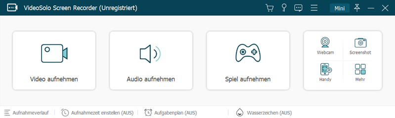 VideoSolo Screen Recorder Hauptoberflaeche