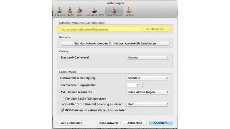 VLC Einstellungen