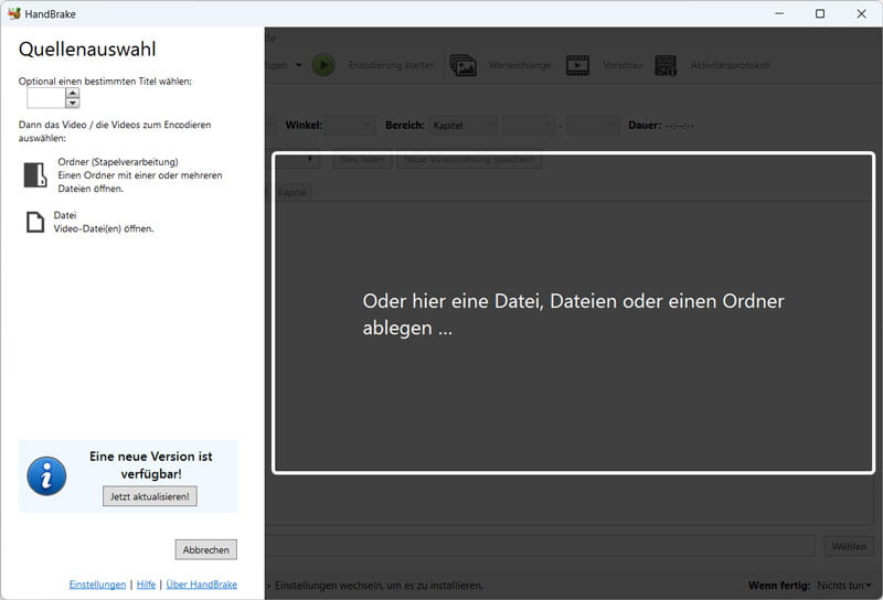 DVD auf HandBrake laden