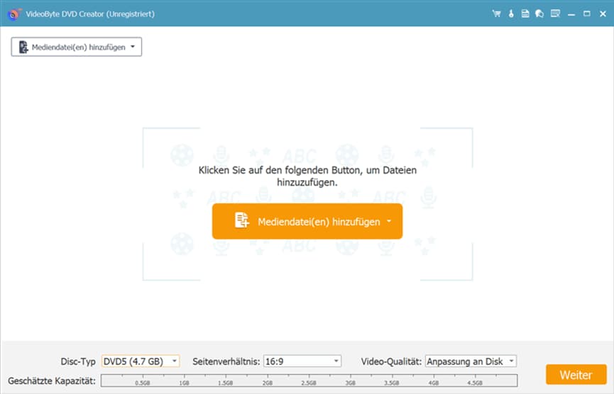 Daten zum VideoByte Video Creator hinzufügen