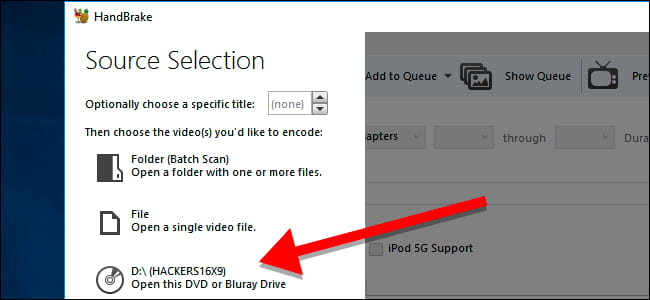 HandBrake DVD-Disc öffnen