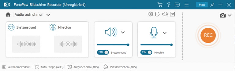 Audioaufnahme beginnen