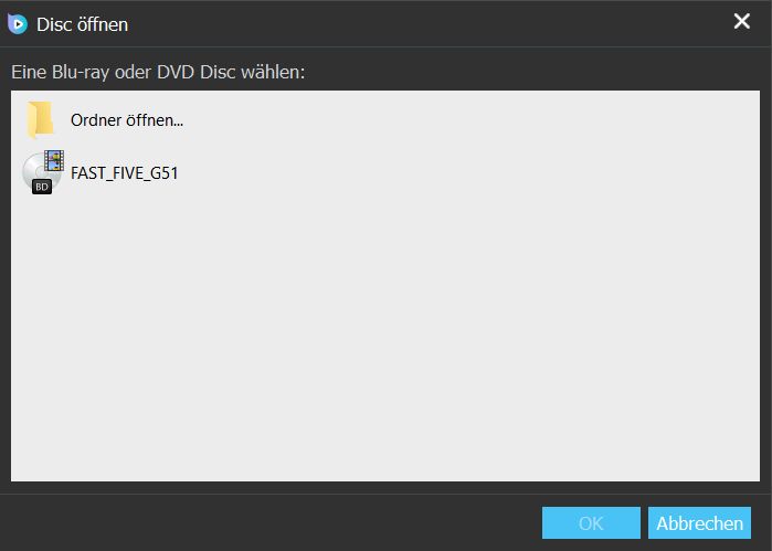 Blu-ray-Disc wählen