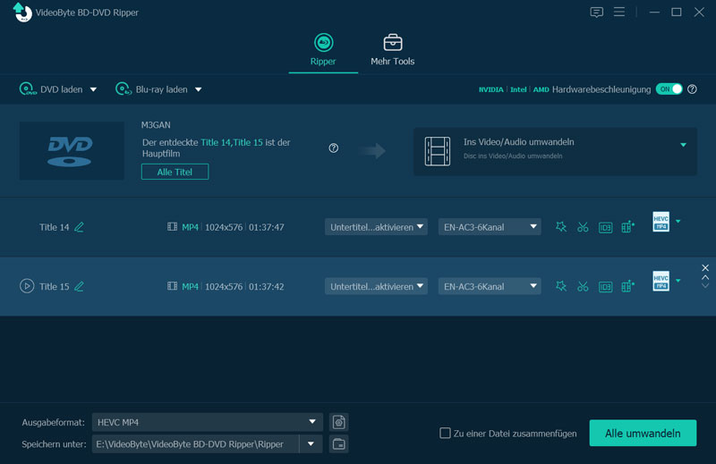 Blu-ray in MKV umwandeln mit VideoByte BD-DVD Ripper