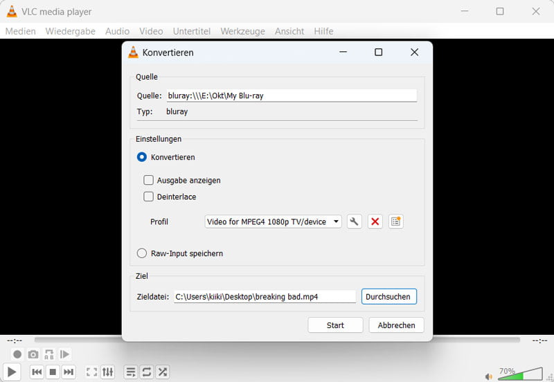 Mit VLC Blu-ray in MP4 rippen