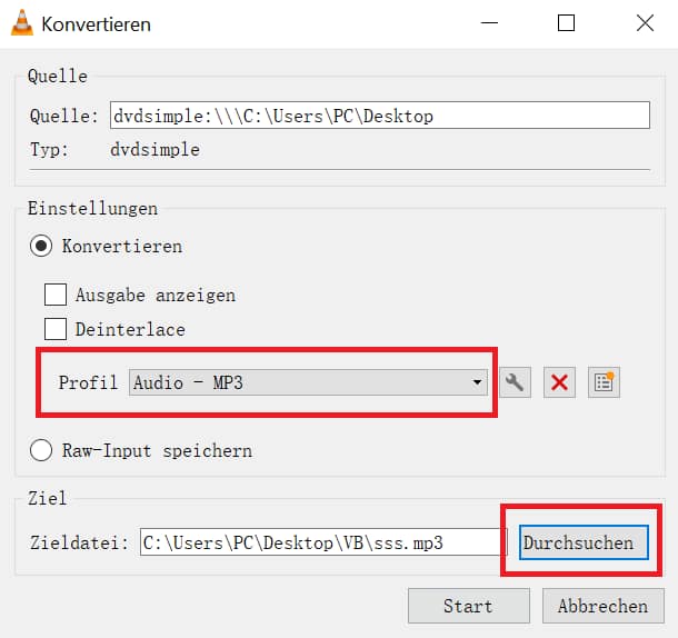 DVD-Auido mit VLC extrahieren